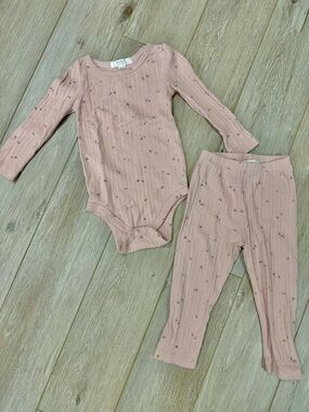 Colored Organics Kendi Ribbed Floral Set - Long Sleeve Bodysuit & Pants